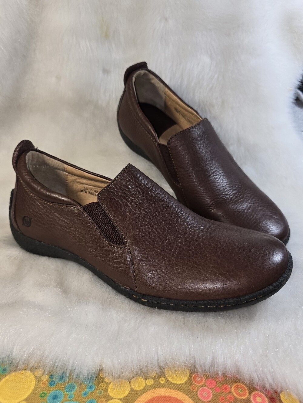 Born Women's Brown Leather Slip-On Comfort Loafers